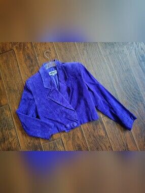 Vintage 80s cropped purple leather jacket Size 6